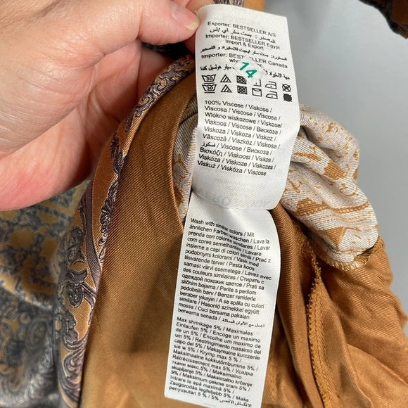 VERO MODA Sadie Twill Patterned Short Tunic Dress Camel Grey Blue Short Sleeve M - Picture 11 of 13